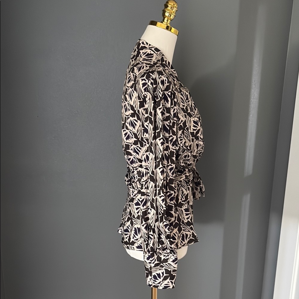 Banana Republic Floral Wrap Blouse - Black, blue and White - Picture 2 of 7